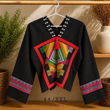 Hill Tribe Hemp Top - Thai Ethnic Embroidered Blouse - Image 6