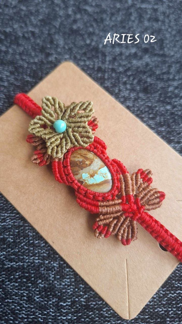 Zodiac Turquoise Macrame Bracelet - Image 3