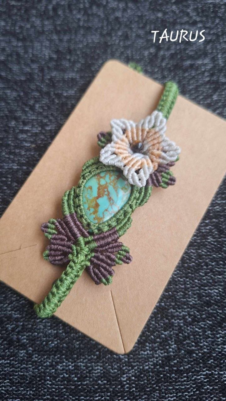 Zodiac Turquoise Macrame Bracelet - Image 6