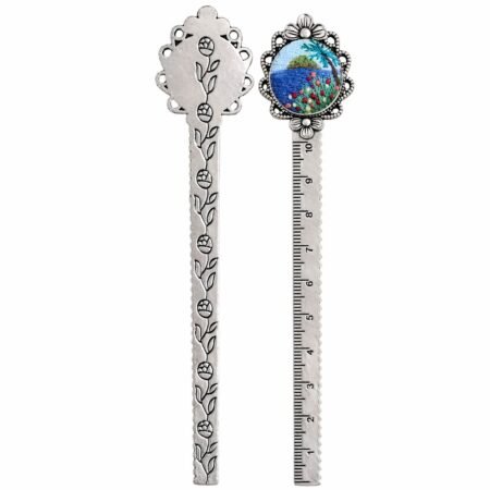 Handmade Embroidered Metal Bookmark Ruler - Image 1