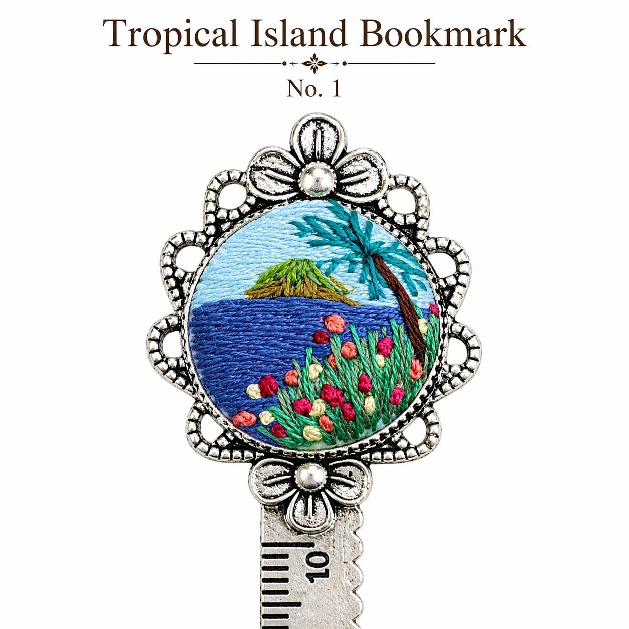 Handmade Embroidered Metal Bookmark Ruler - Image 5