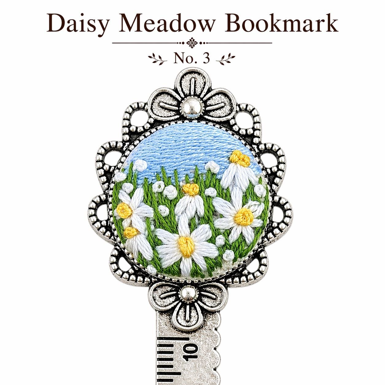 Handmade Embroidered Metal Bookmark Ruler - Image 7