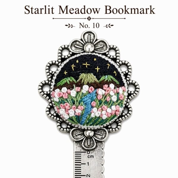 Handmade Embroidered Metal Bookmark Ruler