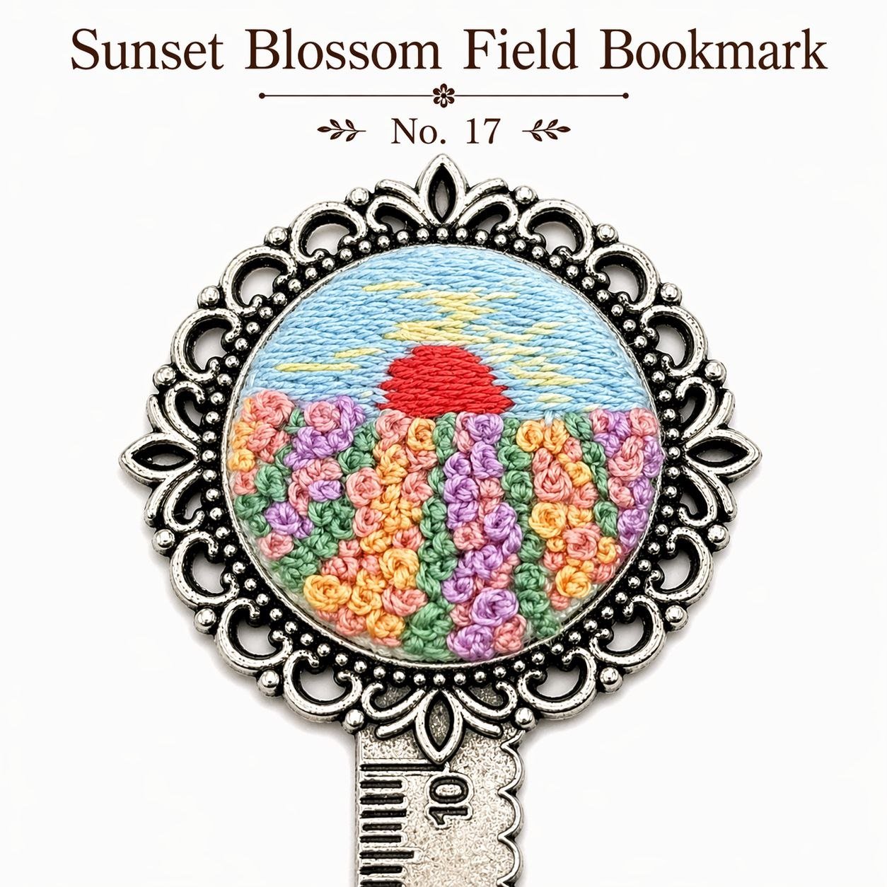 Handmade Embroidered Metal Bookmark Ruler - Image 20