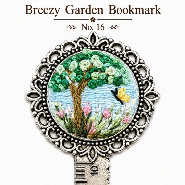 Handmade Embroidered Metal Bookmark Ruler