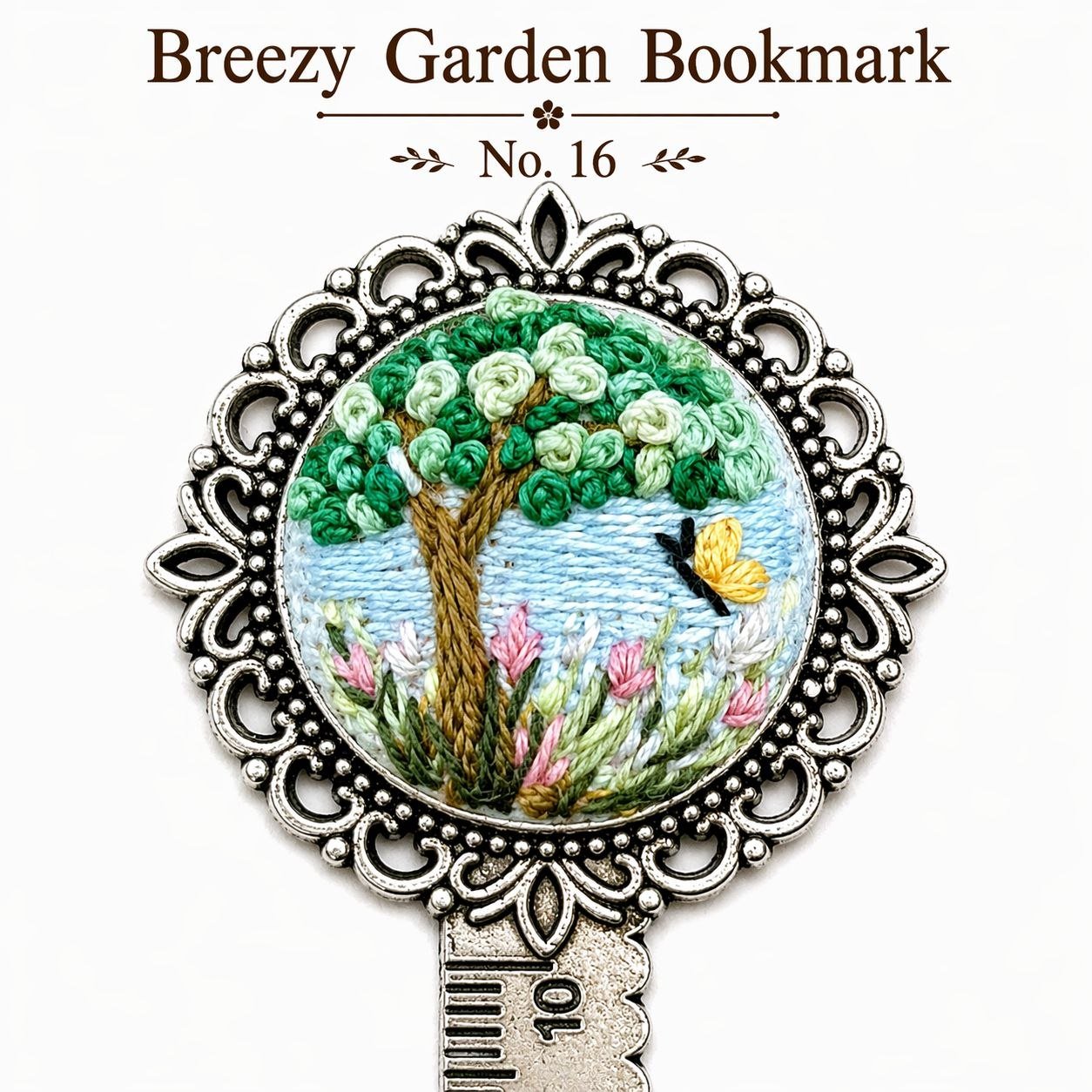 Handmade Embroidered Metal Bookmark Ruler - Image 21