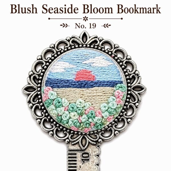 Handmade Embroidered Metal Bookmark Ruler