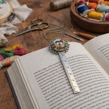 Handmade Embroidered Metal Bookmark Ruler - Image 3