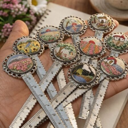 Handmade Embroidered Metal Bookmark Ruler - Image 4