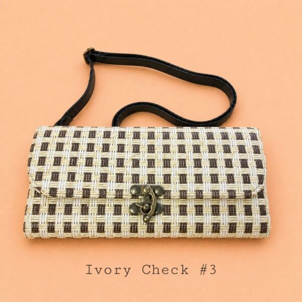 Handwoven Rattan Wallet Clutch Bag with Detachable Strap