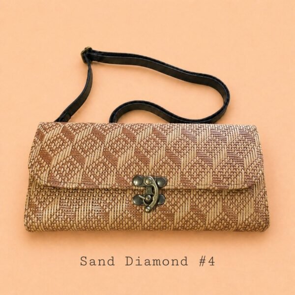 Handwoven Rattan Wallet Clutch Bag with Detachable Strap