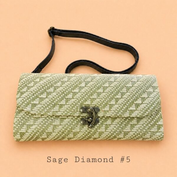 Handwoven Rattan Wallet Clutch Bag with Detachable Strap