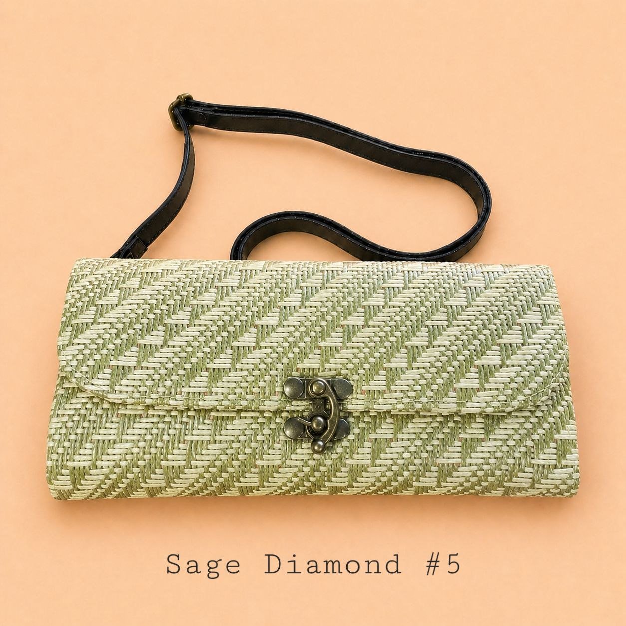 Handwoven Rattan Wallet Clutch Bag with Detachable Strap - Image 9
