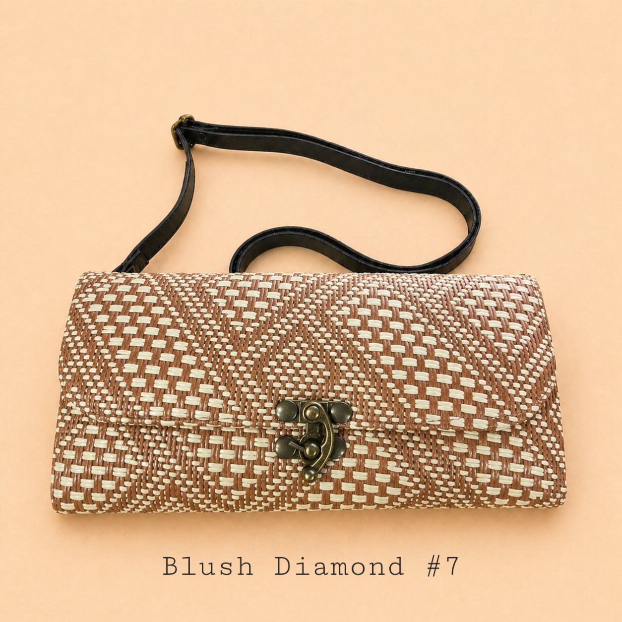Handwoven Rattan Wallet Clutch Bag with Detachable Strap - Image 11