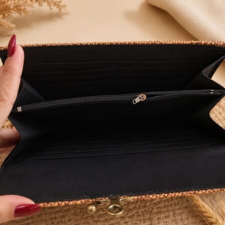 Handwoven Rattan Wallet Clutch Bag with Detachable Strap - Image 4