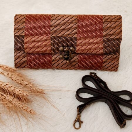 Handwoven Rattan Wallet Clutch Bag with Detachable Strap - Image 3