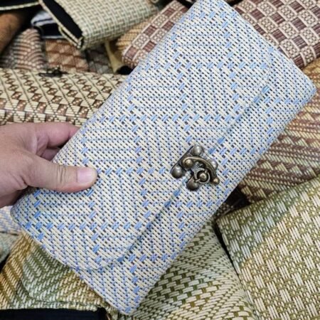 Handwoven Rattan Wallet Clutch Bag with Detachable Strap - Image 2